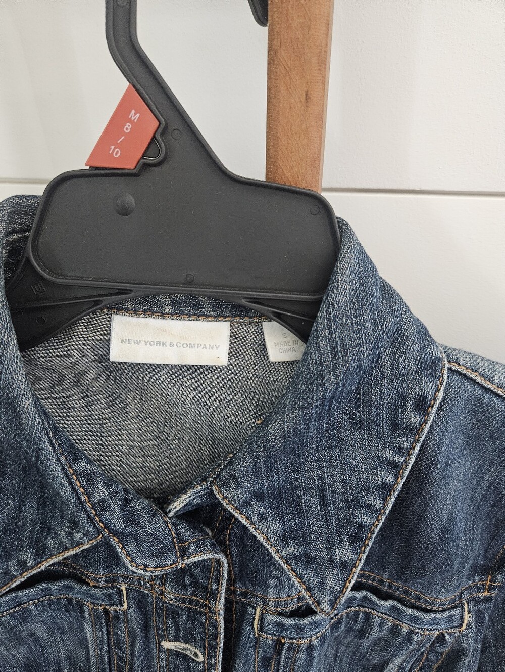 New York & Company Distressed Blue Denim Jacket - Picture 3 of 3